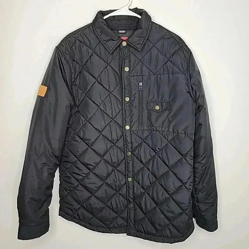 Vintage 90s QUIKSILVER Jacket Utility Corps Men's Medium Black Bomber Puffer Vtg